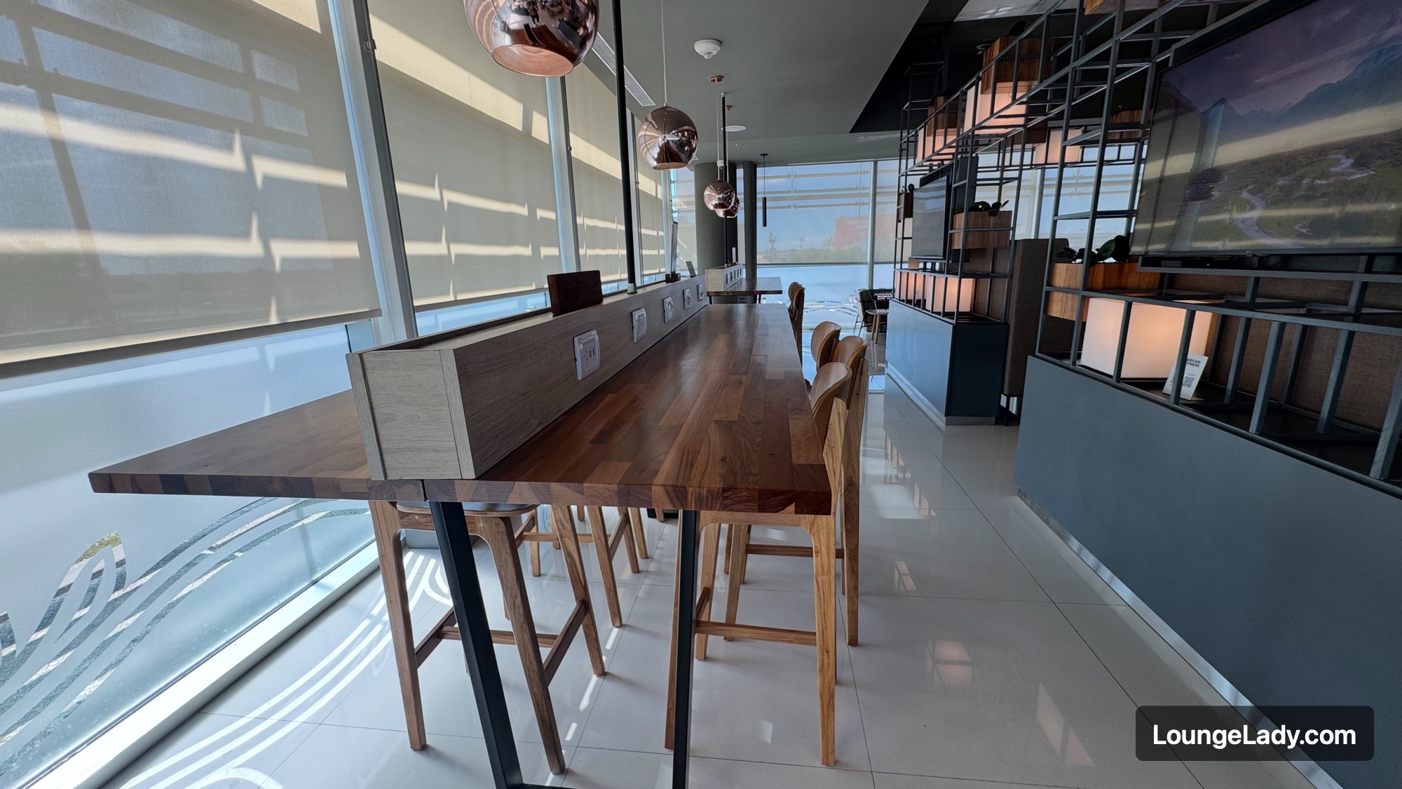 Counter seating inside the lounge