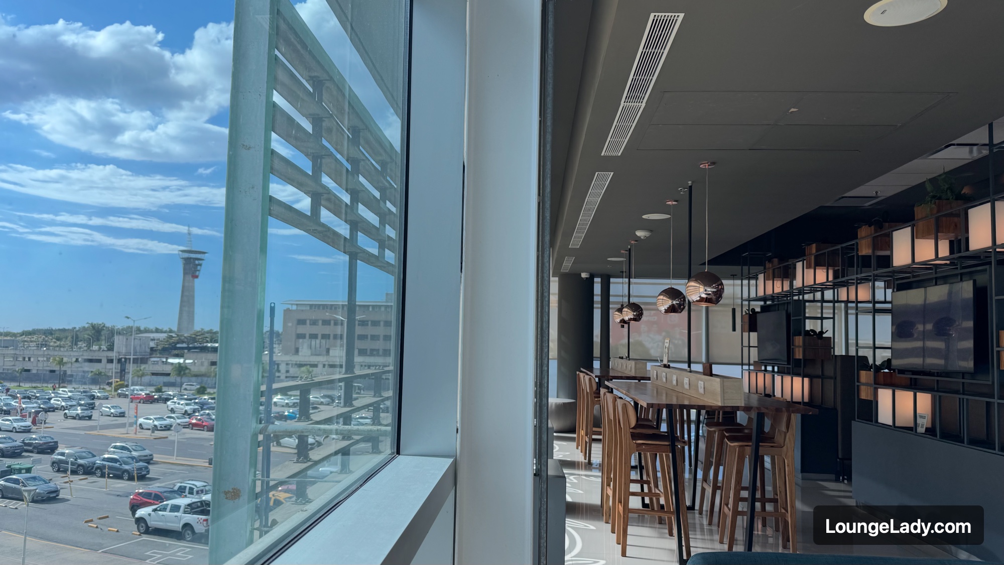 Lounge windows overlooking the tarmac