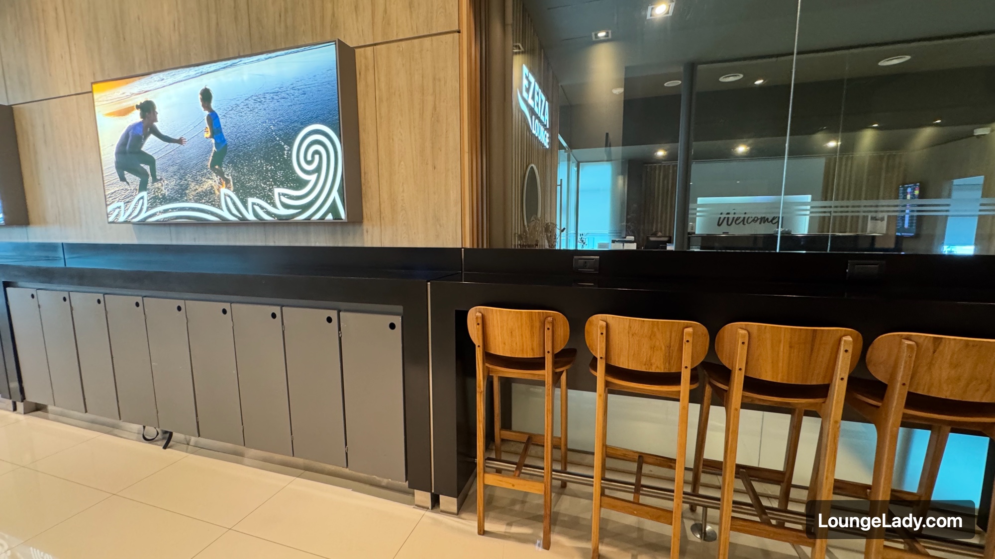 Television by the lounge seating