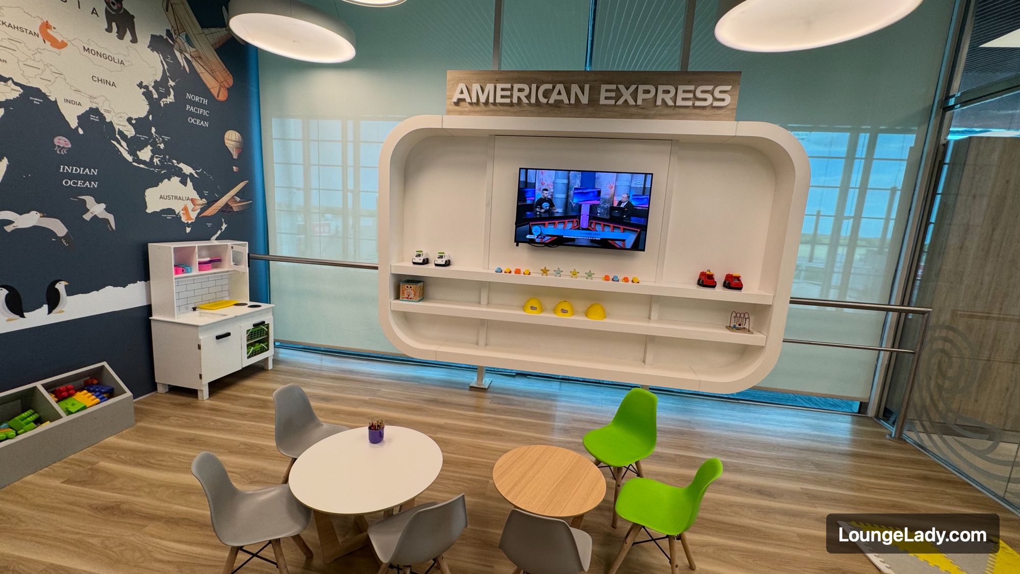 Seating inside the play area